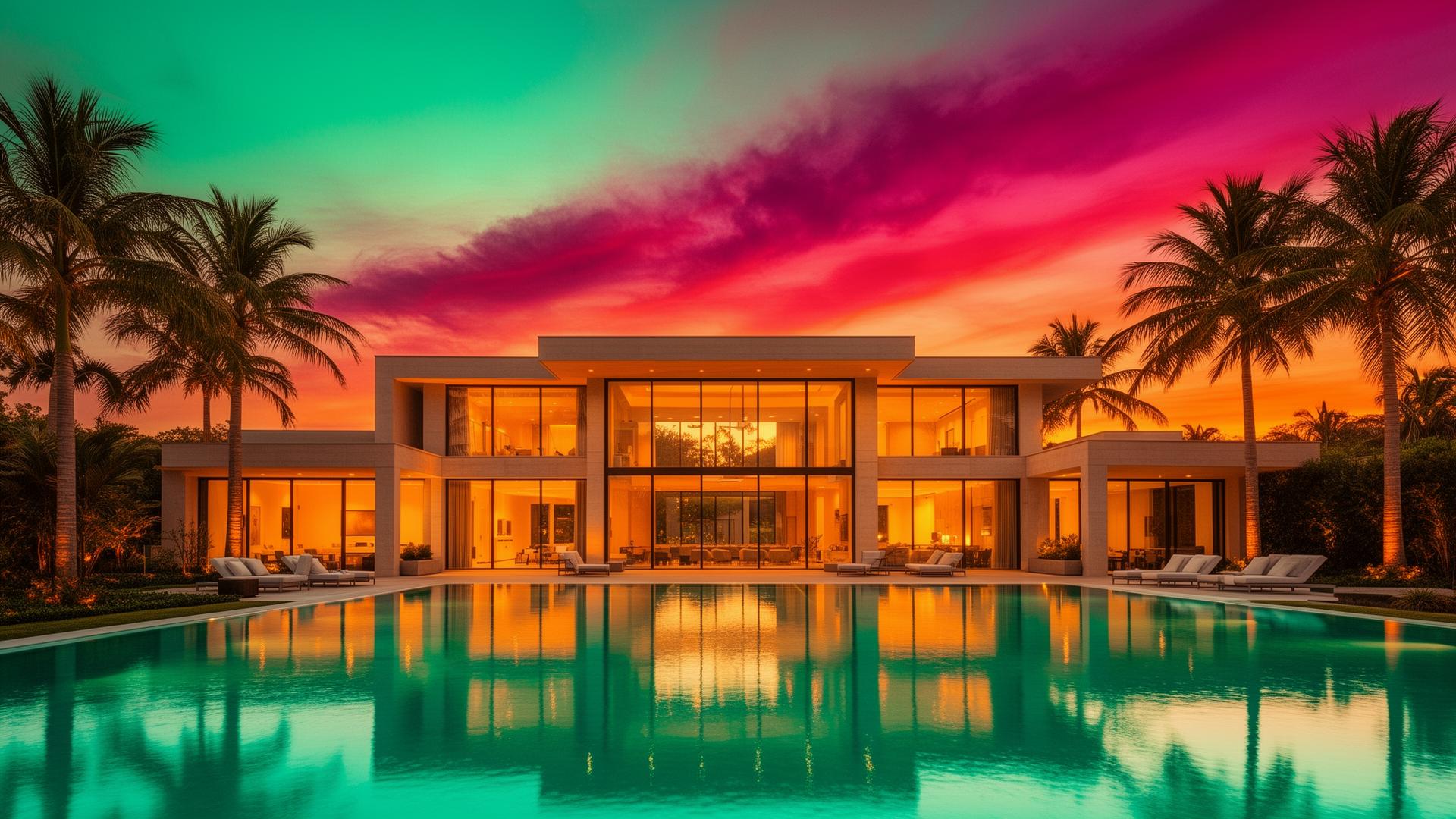 Luxury modern home at twilight